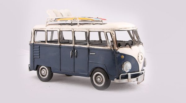 METAL ART BLUE CAMPER VAN WITH SURFBOARDS