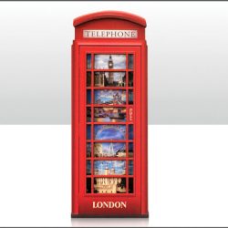 WOODEN MAGNET TELEPHONE BOX