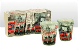 BW RED LOND MONTAGE SHOT GLASS SET OF 2
