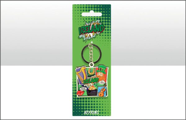 Ireland Pop Art Wood Keyring