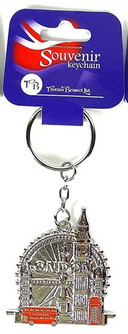 LONDON RED ELEMENTS PEWTER KEY RING
