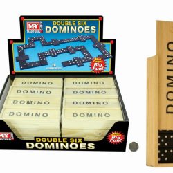 M.Y 6″ DOMINOES IN WOOD BOX IN DISPLAY BOX