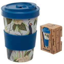 Peacock Reusable Screw Top Bamboo Travel Mug