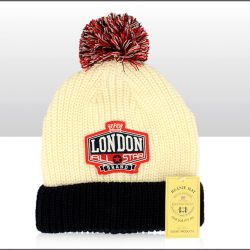 London All Star Cream Beanie Bobble Hat