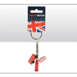 LONDON CHARM KEYRING BUS/TEL/UK