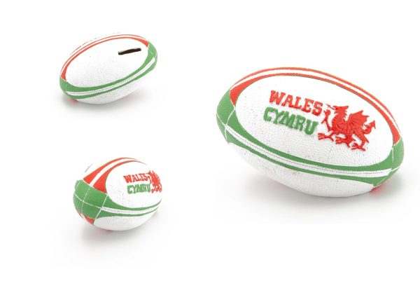 WALES RESIN RUGBY BALL MONEY BOX