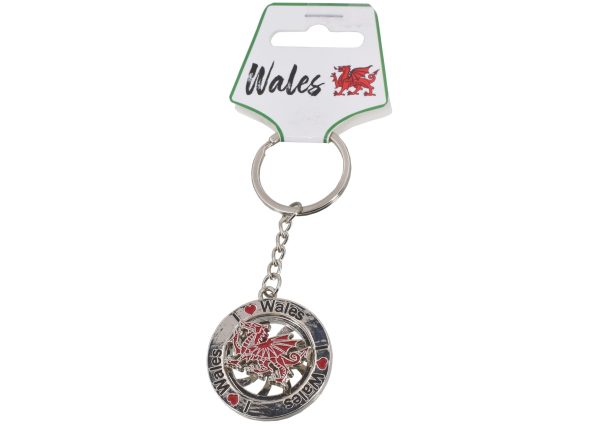 WALES METAL KEYRING SPINNING DRAGON