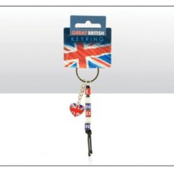 London Dice with Heart Charm Metal Keyring