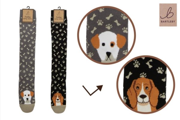 LADIES WELLY SOCKS - PLAYFUL PUPPIES