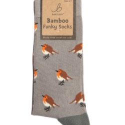 FUNKY BAMBOO SOCKS – GARDEN ROBIN, SIZE 4-7