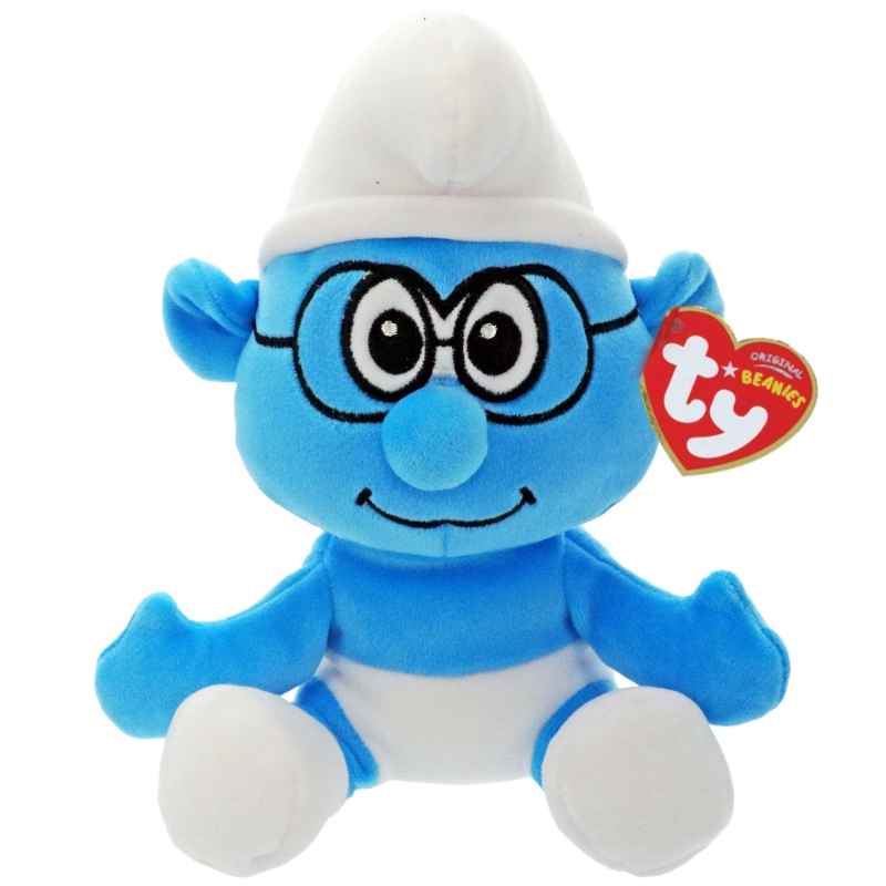 TY BEANIE SMURF - BRAINY 15cm